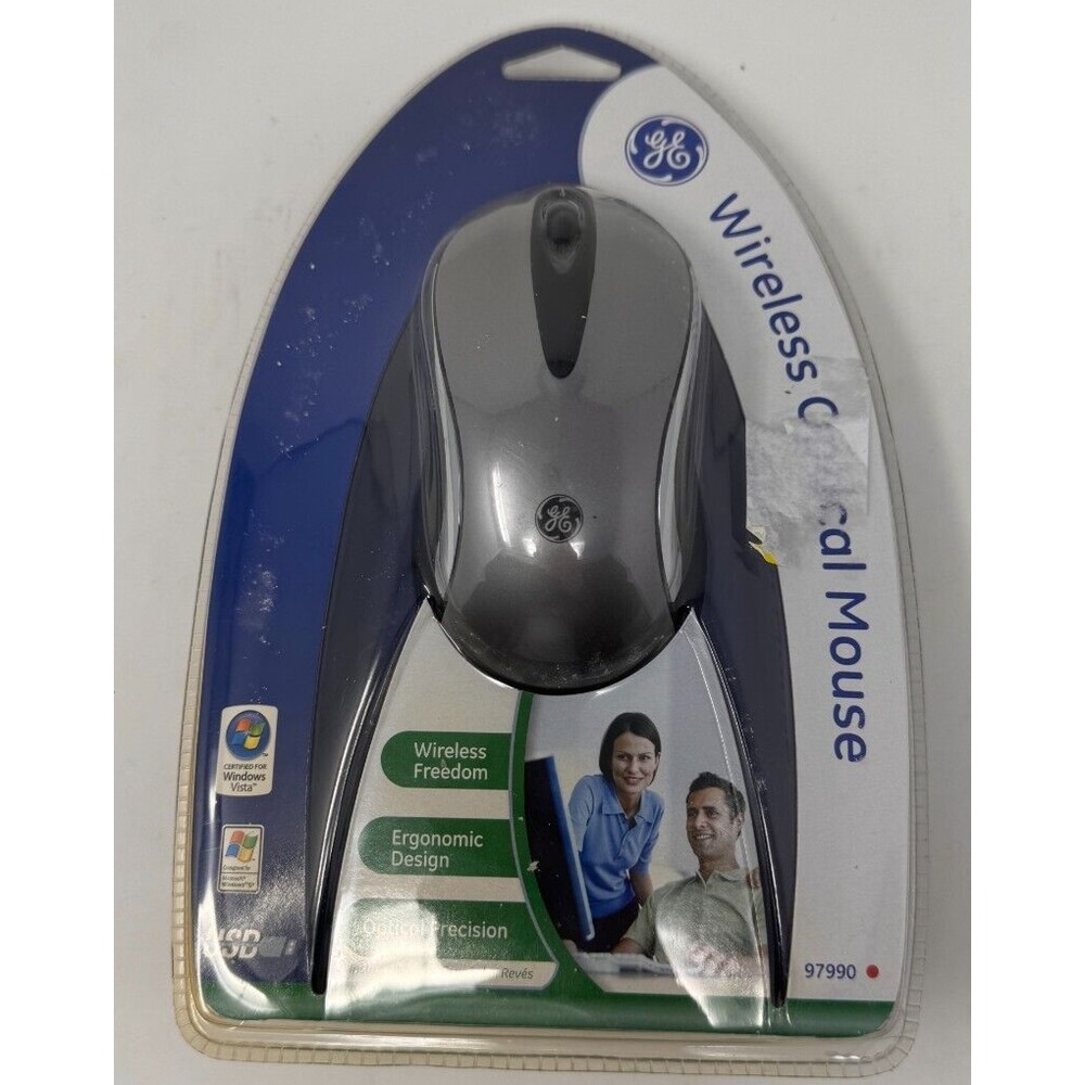 GE Wireless Optical Mouse + Receiver Model HO97990-Complete w/CD-ROM Instruction